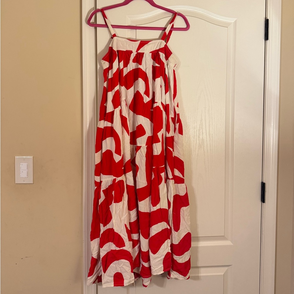 Red and White Maxi Dress